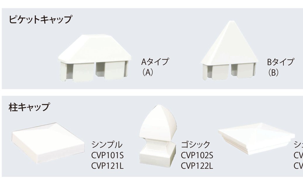 ブランシュフェンス ピケットキャップ（Aタイプ／Bタイプ）・柱キャップ（シンプル／ゴシック／シェード）