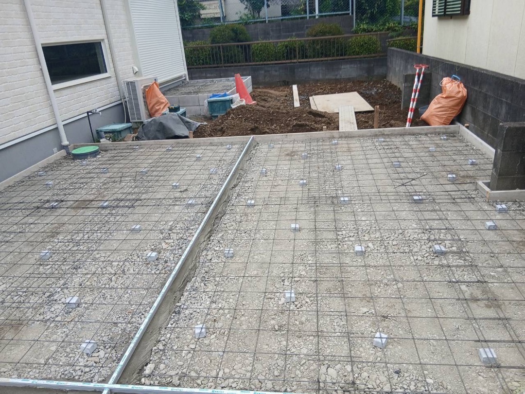 駐車場の土間コンクリートの下地(ワイヤーメッシュ)