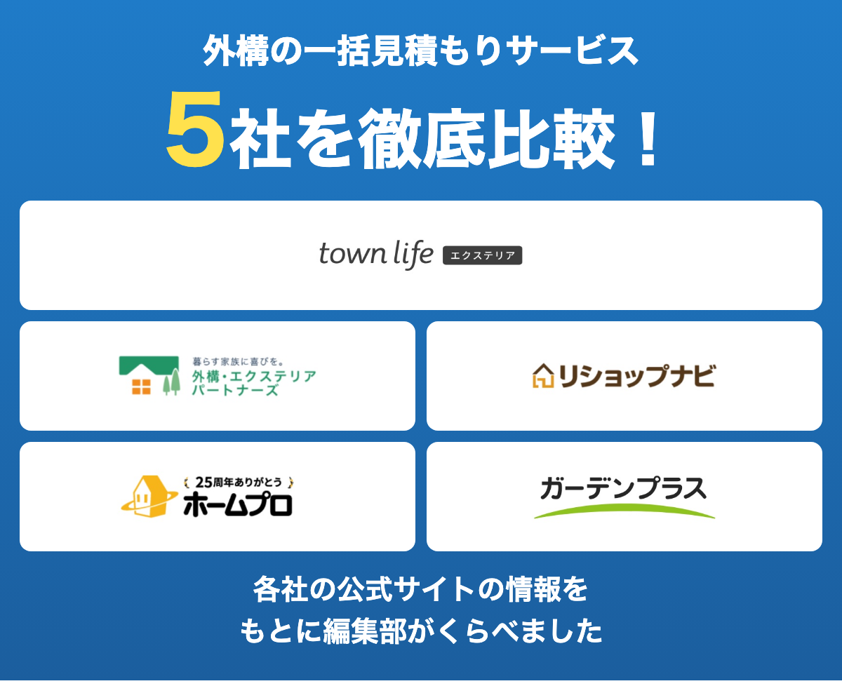 外構の一括見積もりサービス5社を徹底比較