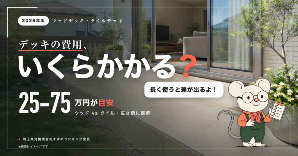 ウッドデッキ・タイルデッキの費用｜広さ別の目安と後付けの注意点