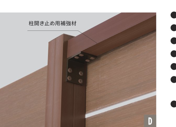 プラド/one 組立手順D：H1800を超える場合は裏面に柱開き止め用補強材を追加
