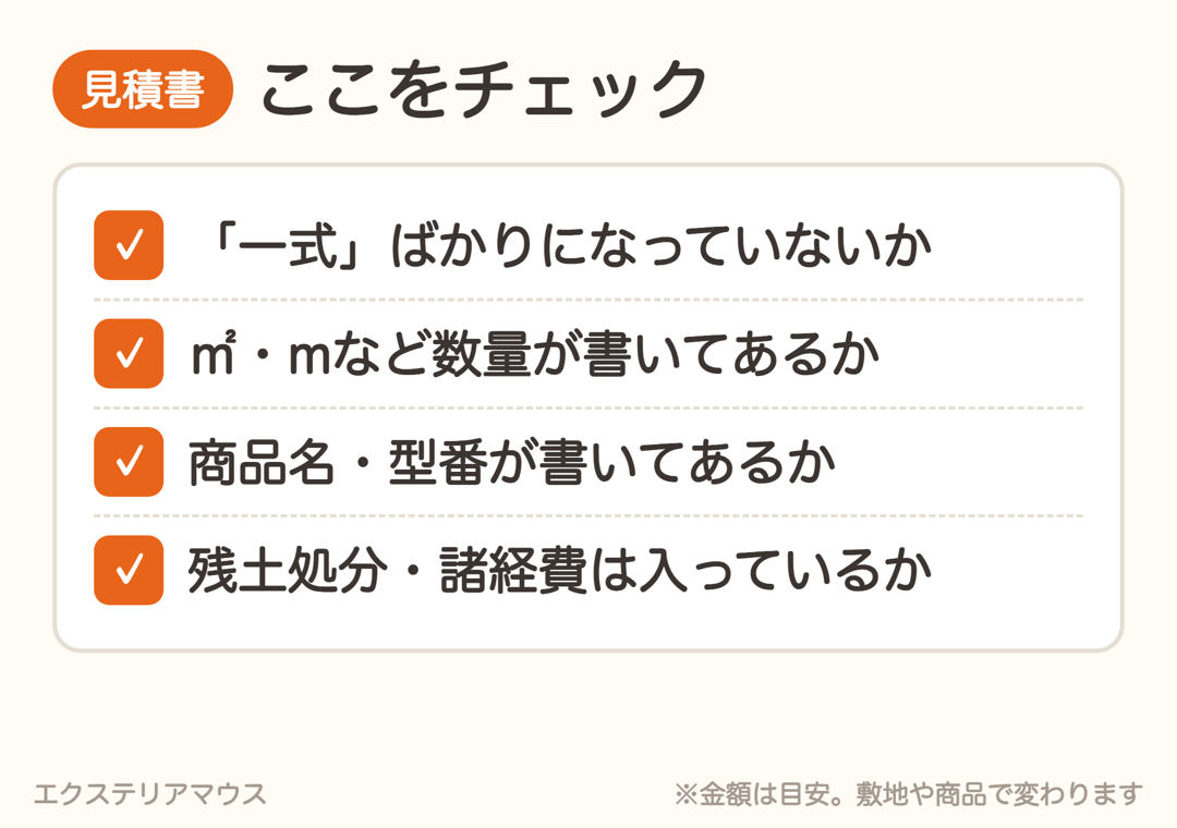 外構の見積書でチェックしたいポイント