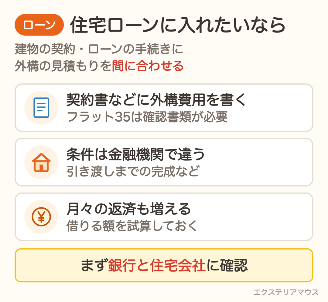 外構を住宅ローンに入れたいときの注意点