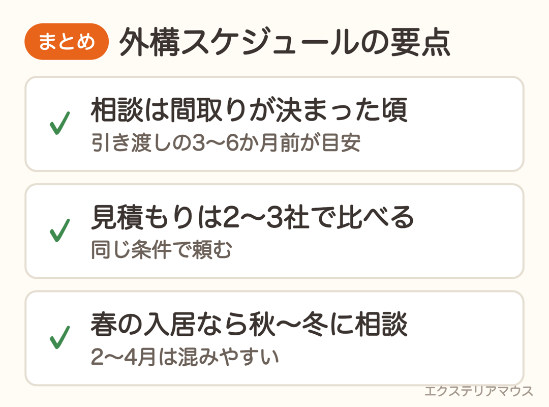 新築外構スケジュールの要点3つ